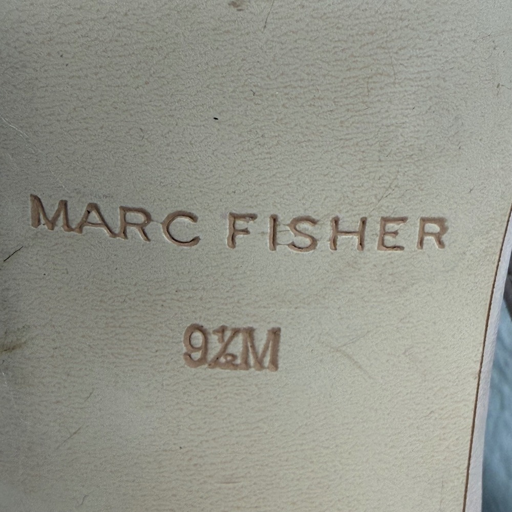 Marc Fisher Beige Leather Black Suede Cap Toe Slingback Block Heel Pumps 9.5 - Picture 3 of 14
